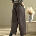thumbnail image 4 of Women's Pants Under $10 High Rise Staright Leg With Pockets And Elastic Waistband Spliced Cotton Casual Pants With Elastic Waist Solid Color And Versatile Harun Pants, 4 of 8
