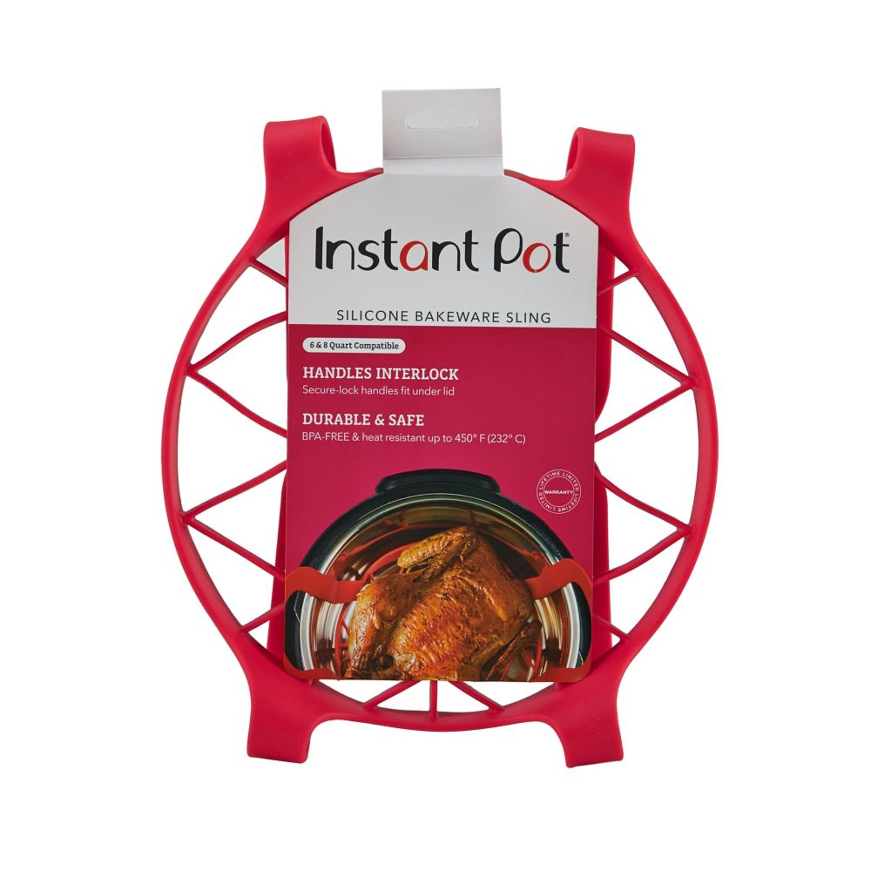 Instant Pot Official 8-piece Cook/Bake Set: 2 Pans, 2 Wire Racks, 2 Red  Silicone Lids, 1 Removable Divider, and Removable Base 