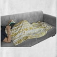 thumbnail image 6 of Ethnic Soft Flannel Fleece Throw Blanket, Abstract Borders from Prehistoric Cultures with Ombre Effect, Cozy Plush for Indoor and Outdoor Use, 60" x 80", Yellow and White, by Ambesonne, 6 of 6