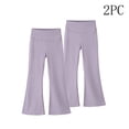 thumbnail image 3 of BXJX Girls Leggings 2 Pieces, Stretchy Elastic Waist Sports Slim Base Layer Flare Pants Purple Size 4-5 T, 3 of 7
