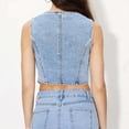 thumbnail image 5 of XIAOCHA Women's Cropped Denim Vest V Neck Button Front Waistcoat Stylish Casual Weekend Wear Top, 5 of 5