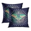 ECCOT Boho Mystic Beautiful Night Moth and Sacred Geometry Fantasy Graphic for Butterfly Drawing Esoteric PillowCase Pillow Cover 18x18 inch Set of 2