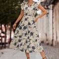 thumbnail image 2 of Birdeem Robe Décontractée Mode pour Femmes Col en V Imprimé Floral Fendu Manches Bouffantes, 2 of 9