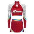 thumbnail image 3 of Aislor Women Cheerleading Crop Top with Skirt 2-Piece Cheer Leader Uniform Fancy Dress Burgundy XXL, 3 of 7