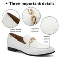 thumbnail image 2 of Men's Leather Faux Leather Loafers Wedding Dress Shoes White Men's Gold Buckle, White-08, 12 US, 2 of 5
