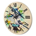 thumbnail image 3 of Designart 'Two Tit Birds Sitting Near The Nest With Eggs and White Flowers II' Traditional Wood Wall Clock, 3 of 5