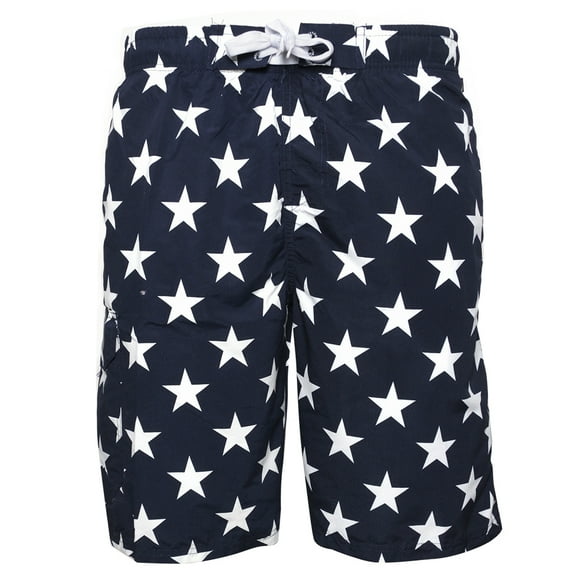 Men's Swim Shorts Trunks Surf Board Beach Print NBN GEAR Navy White Stars M