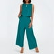 thumbnail image 2 of Conjunto de dos piezas de lino de color liso para mujer: top corto sin mangas con botones y pantalones de pierna ancha, tejido transpirable para el verano, 2 of 8