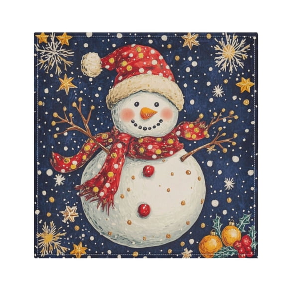Napkin Satin Napkin 20*20Inchx1 Kitchen Towel Dinner Plate Towel Decorative Towel Napkin Tea Towel Suitable For Kitchen Table Red Scarf Snowman