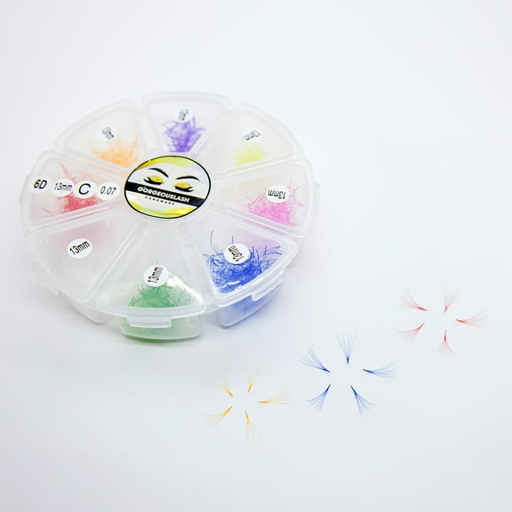6D Bundle Color Lashes, 1000 Premade Volume Fans, Eyelash Extensions. Handmade! C Curl - 13mm