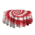 thumbnail image 5 of Red White Tie Dye Spiral Pattern Round Tablecloth 60"x60",Wrinkle Wipeable Table Cloth for Kitchen Dining Room Picnic Patio Party, 5 of 6