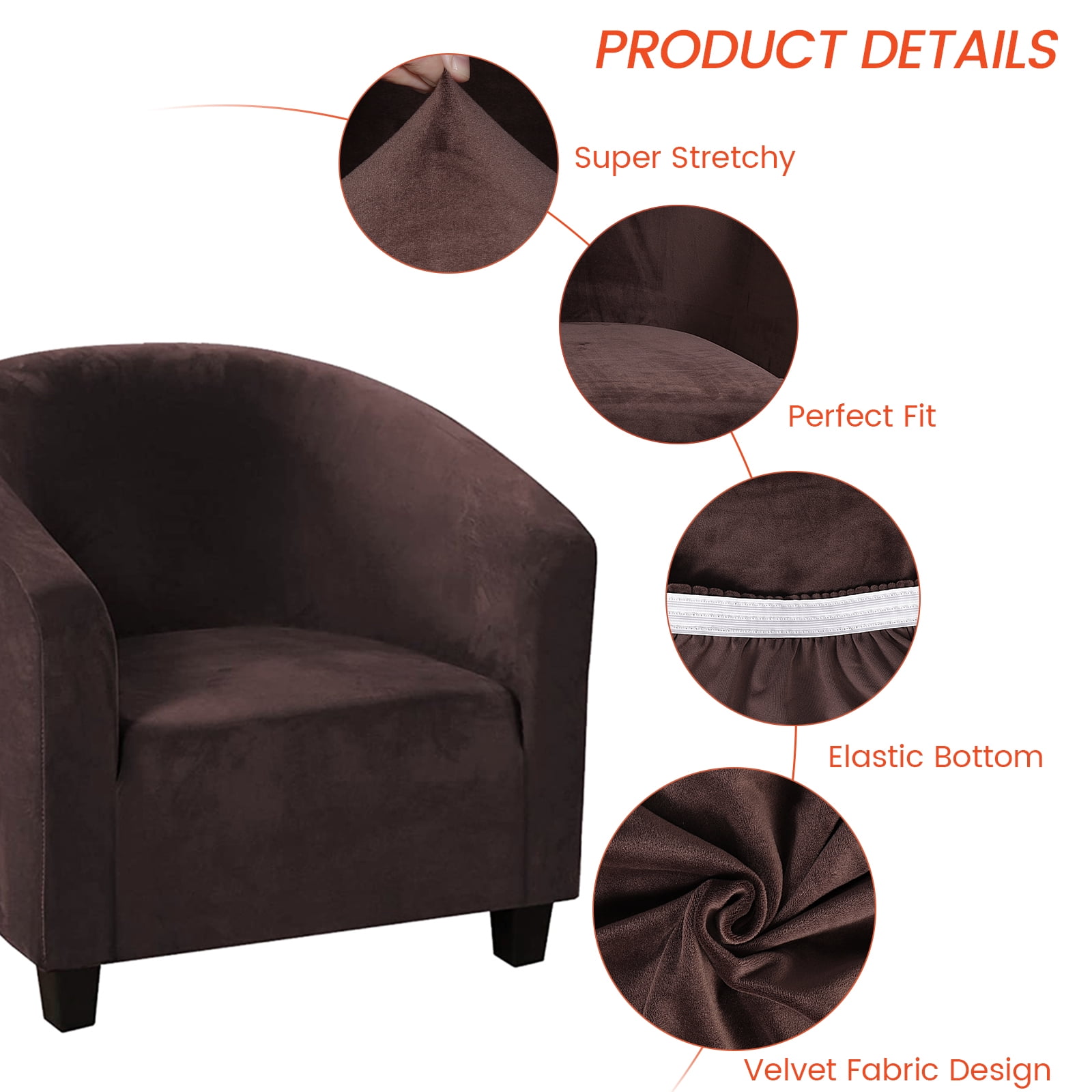 CJC Stretch Velvet Sofa Cover Club Chair Slipcover Plush Chair Covers, Spandex Elastic Armchair Couch Cover Sofa Furniture Protector for Bar Counter Living Room Internet Cafes Hotel