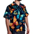 thumbnail image 2 of Flower Butterfly Men's Casual Hawaiian Shirt Printed Button Down Short Sleeve Summer Beach Shirts Unisex, 2 of 6