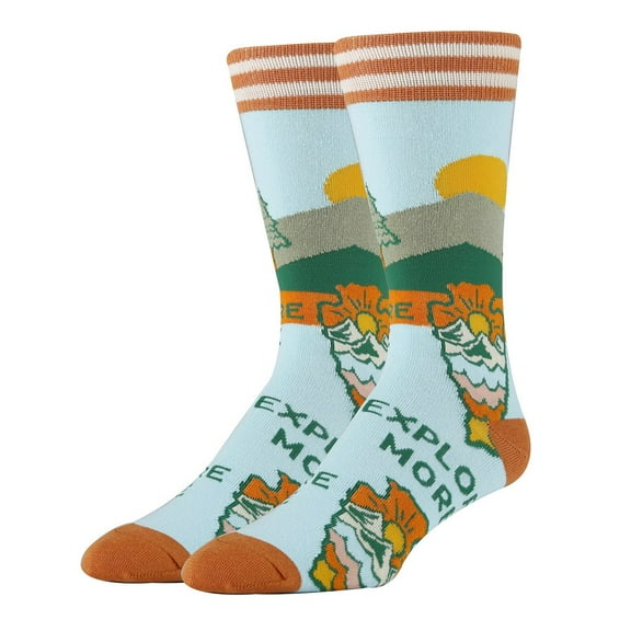 OoohYeah Men's Funny Crew Socks, Nature Lover Cotton Novelty Cool Socks, Explore More, Shoe Size 8-13