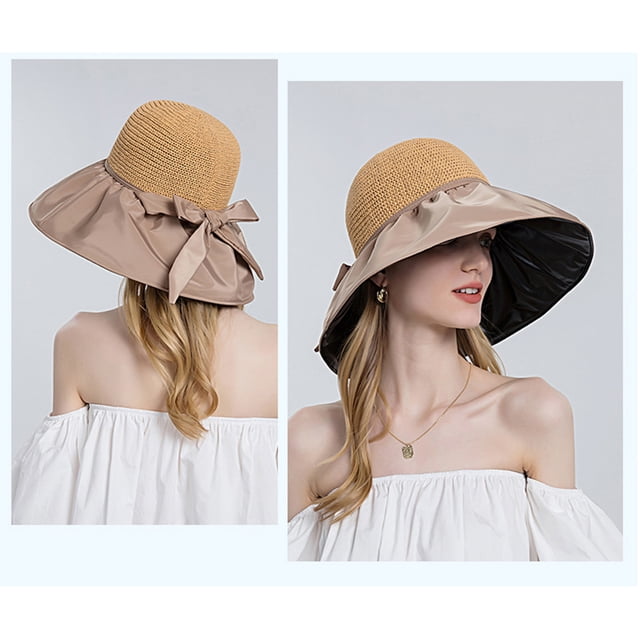 Chapeau de Soleil Extérieur pour Femmes, Protection Solaire, Double Face, Grand Bord
