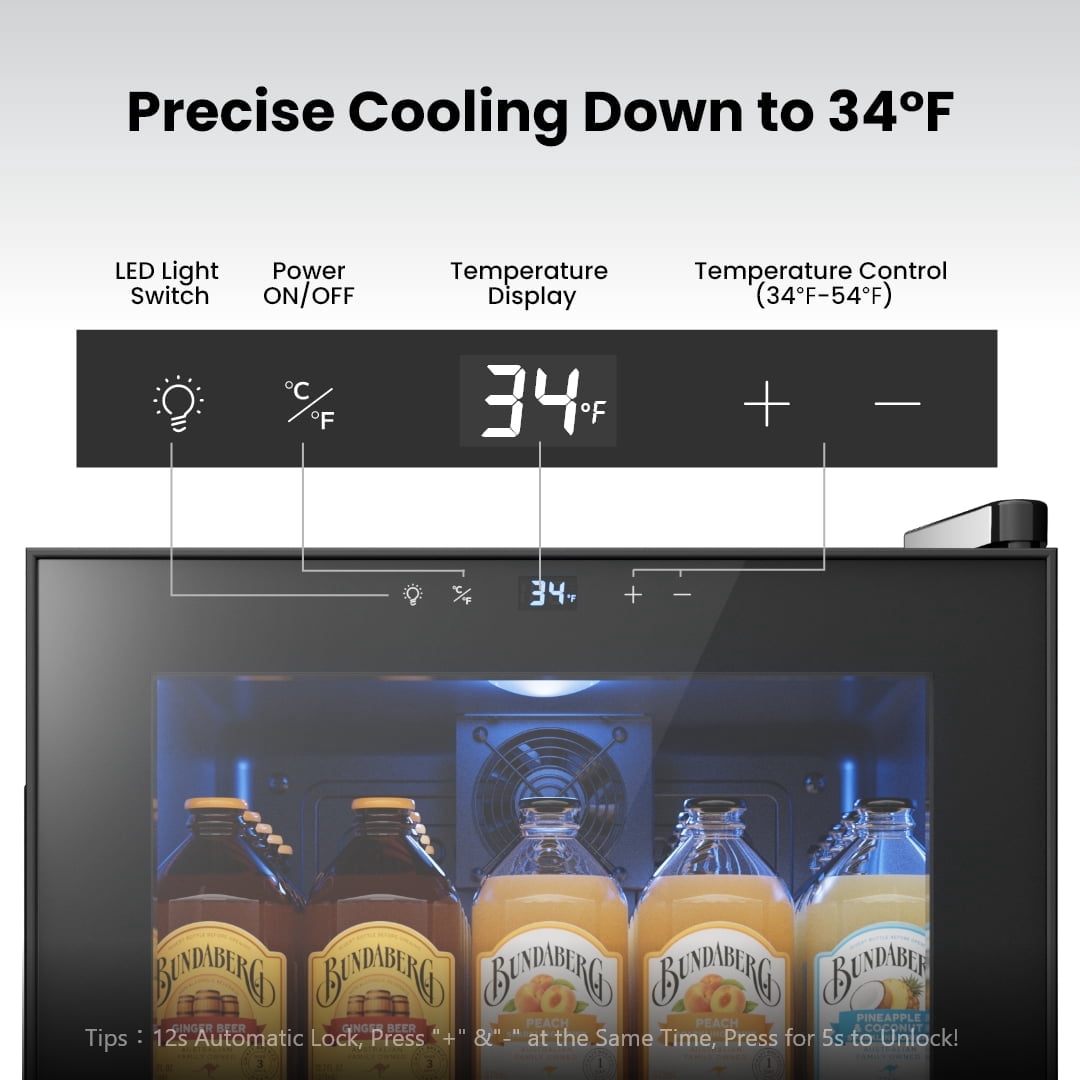 Yeego 65 Can Beverage Cooler Refrigerator, 1.63 cu.ft. Mini Fridge with Double Glass Door and Compressor for Home/Office/Bar,Black