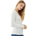 thumbnail image 3 of Free Assembly Women's Ribbed Henley Tee with Long Sleeves, 3 of 10