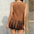 thumbnail image 4 of SHTXOZHI Womens Fringe Vest Sleeveless Open Front Cardigan Tassel Coats Trendy Outerwear, 4 of 6