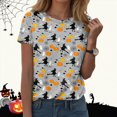 thumbnail image 2 of TOWED22 Halloween Shirts for Women Pumpkin Cat Graphic Tees Fall Crewneck Short Sleeve Costumes Autumn Party Graphic T-Shirt(Grey,XL), 2 of 9