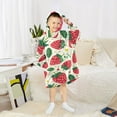 thumbnail image 6 of Dailycode Wearable Blanket Hoodie Oversized Sherpa Flannel Blankets with Pocket for 3-14 Year Old Strawberries Fruit and Leaf, 6 of 7