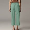 thumbnail image 4 of Capri Pants for Women 2026 Summer Drawstring Elastic High Waist Casual Capris Straight Wide Leg Cotton Linen Pants, Mint Green 20" Inseam S, 4 of 8