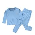 thumbnail image 1 of Jumpingount Ropa interior térmica para niños, cuello elástico, invierno, hogar, exterior, ropa interior para dormir, Tops, ropa inferior, Pijama Azul 120cm, 1 of 6