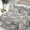 thumbnail image 3 of Flower Sheet Set, Grunge Inspired Spring Flower Illustration With Leaves on Weathered Back, Fitted & Flat Sheet with Pillowcase Bedding Accent 4 Pcs Set, Calking, Peacock Green Cream, by Ambesonne, 3 of 5