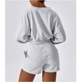 thumbnail image 2 of Women Two Piece Outfits Tracksuit Half Zip Lapel Cap Sleeve Sweatshirt High Waist Drawstring Shorts Set Sweatsuit, 2 of 6
