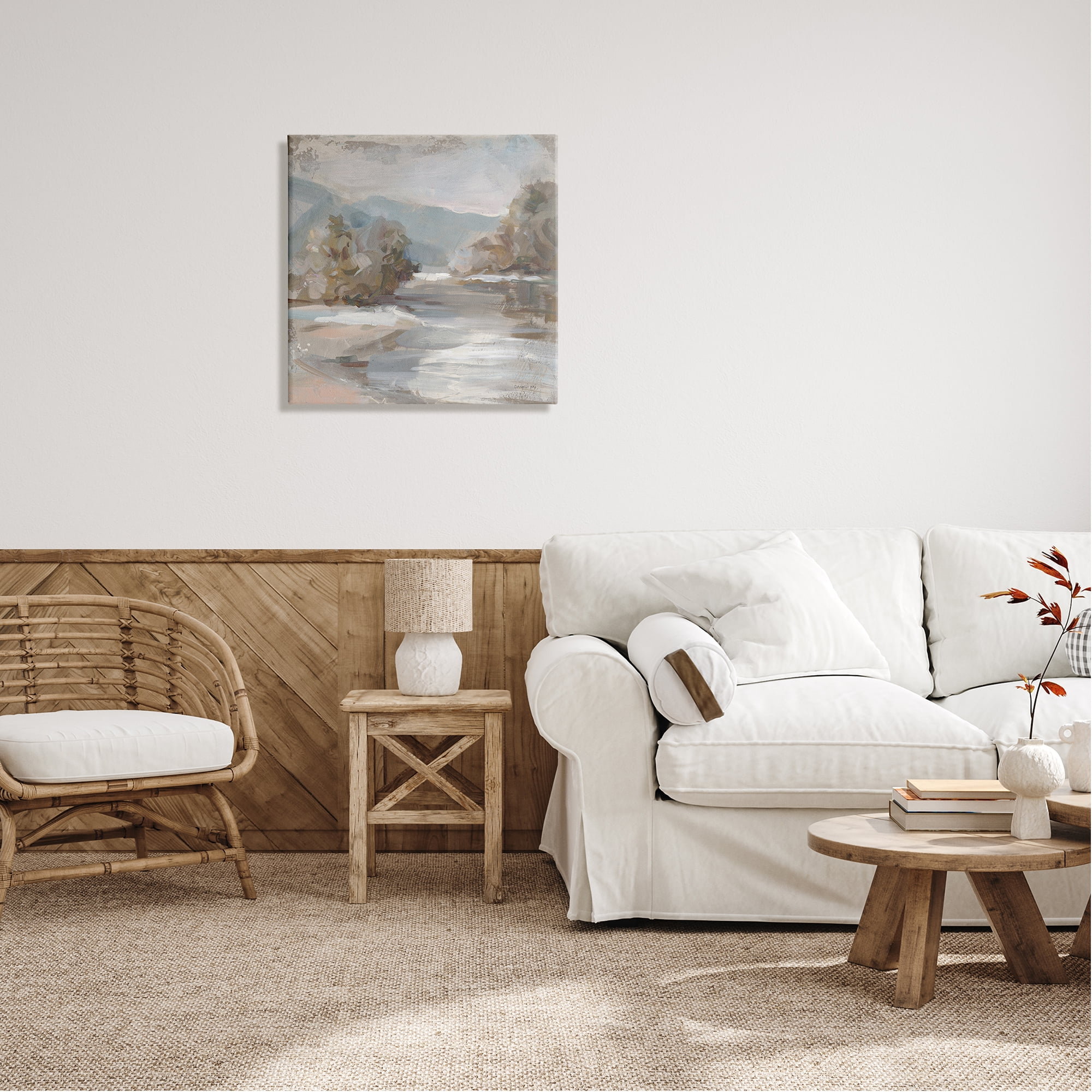 Stupell Industries Gentle Valley Landscape Nature Painting Gallery Wrapped Canvas Print Wall Art, 24 x 24