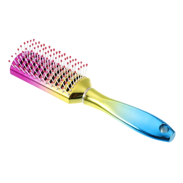 Unique Bargains Cepillo para el cabello con ventilación, cepillo para desenredar para mujeres, cepillo para el cabello húmedo para viajes, para cabello liso, rizado y ondulado, arcoíris