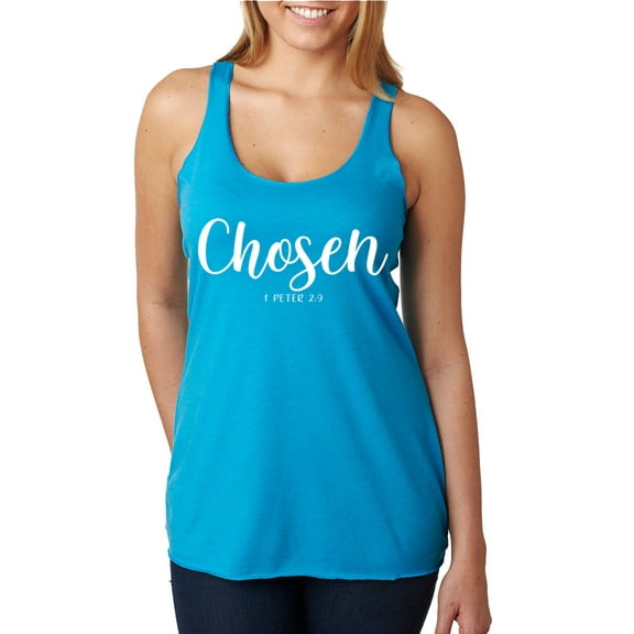 Wild Bobby Chosen 1 Peter 2:9 Inspirational/Christian Women Tri-Blend Racerback Tank Top, Vintage Turquoise, Small