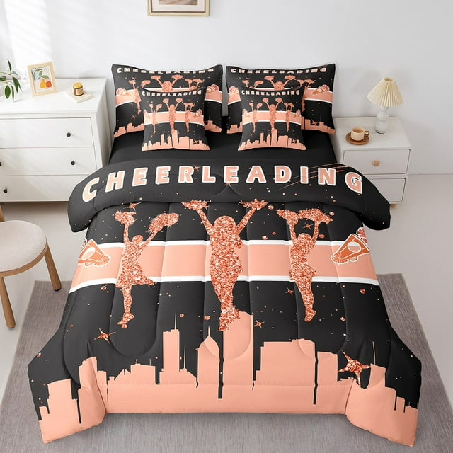 YST Ensemble de Douillette 7 Pcs Cheerleader, Noir Rose Poussiéreux, Microfibre, Format Simple