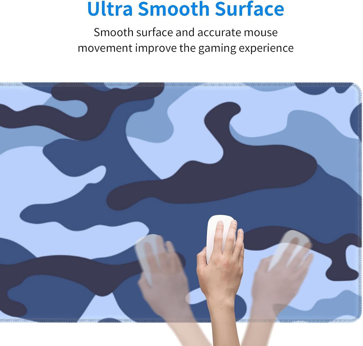 Navy Blue Military Camo Mouse Pad XL Gaming Desk Mat with NonSlip Rubber Base and Stitched Edges, Extended Large Mice Pad for Laptop Computer, 31.5 x 11.8 in, Ultimate Gaming Accessory