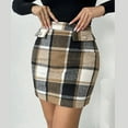 thumbnail image 6 of Perfectbot Women's High Waist Plaid A-Line Mini Skirt - Wool Blend Bodycon Elegant Fall Spring Casual Skirt, 6 of 8