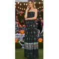 thumbnail image 4 of HAPPY BAY Women's Beach Summer Halloween Costumes Evening Party Strapless Caribbean Pirate Maxi Smocked Dress Flowy Elastic Tube Top Dresses for Women One Size Skull Crossbones, Black, 4 of 5