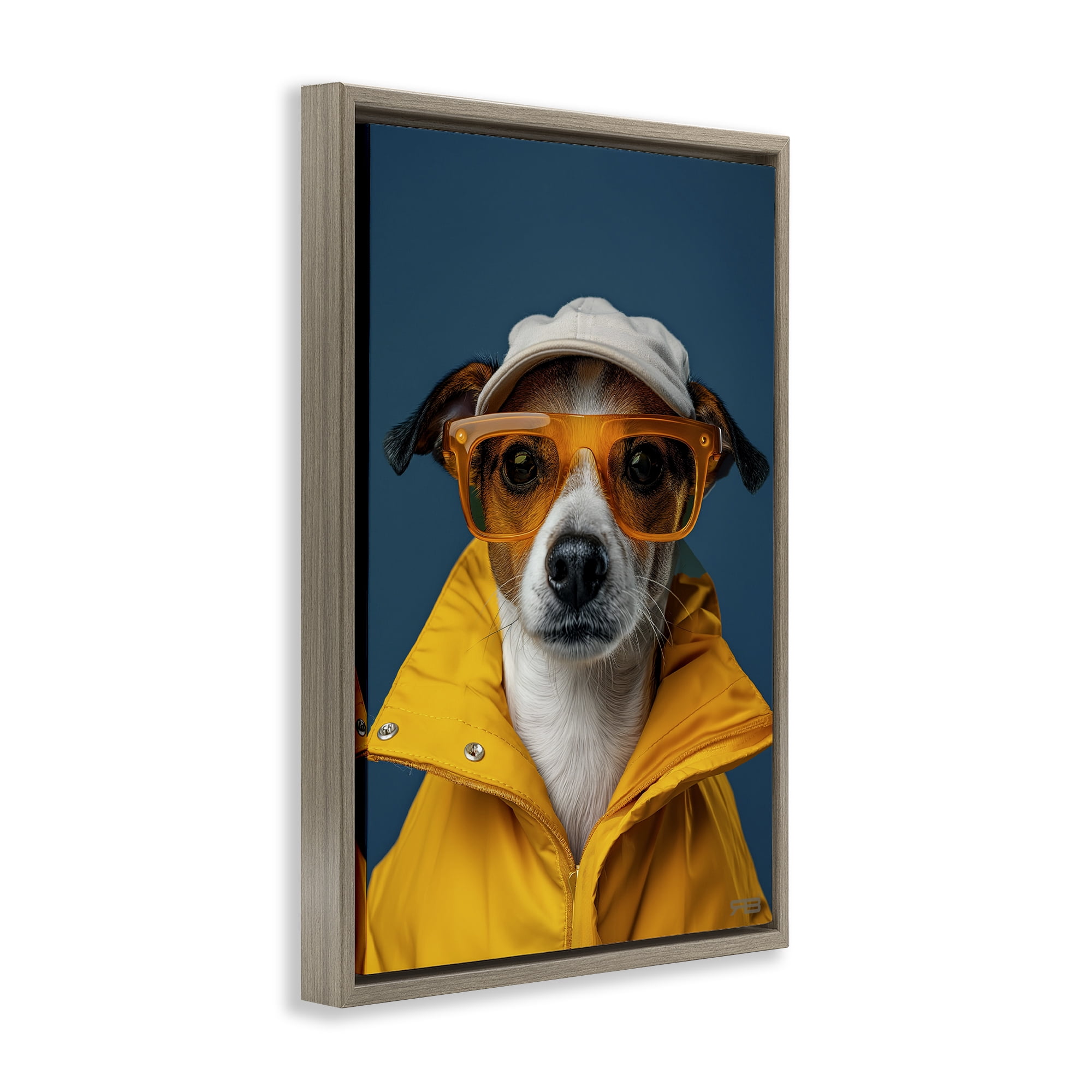 Stupell Industries Trendy Dog Friend Animals & Insects Painting Brown Floater Framed Canvas Art Print Wall Art, 21 x 31