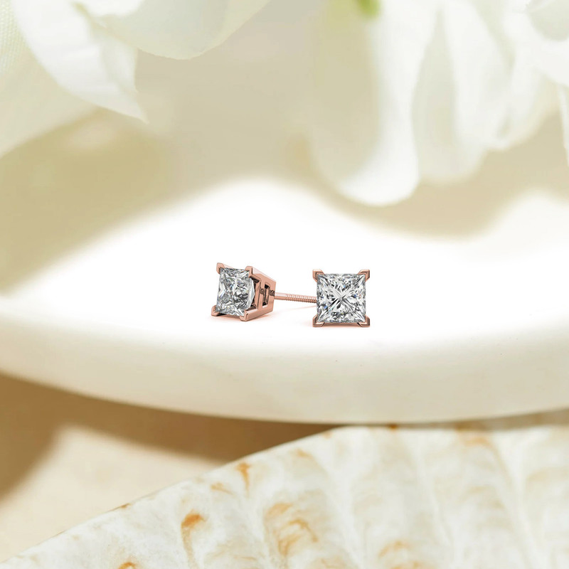 Round Moissanite Studs | Sterling Silver | Daily Wear Studs for Women