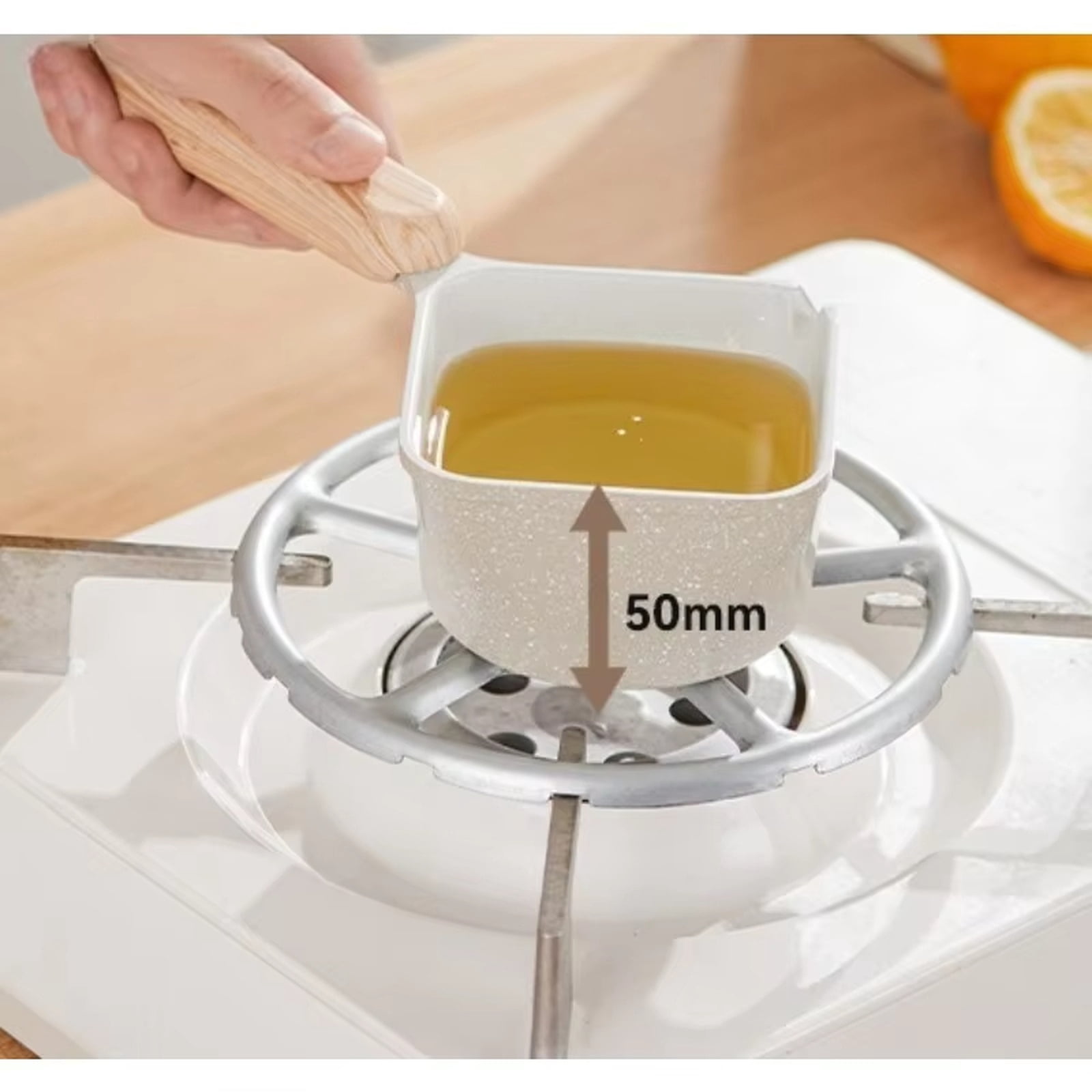 Pot and Pan Set Nonstick, Oil Pan for Oil Change, 2 in Depth, Non Stick Frying Pan, Hot Oil Holding, Kitchen Frying, Light , 1 Pc, Attached Stand