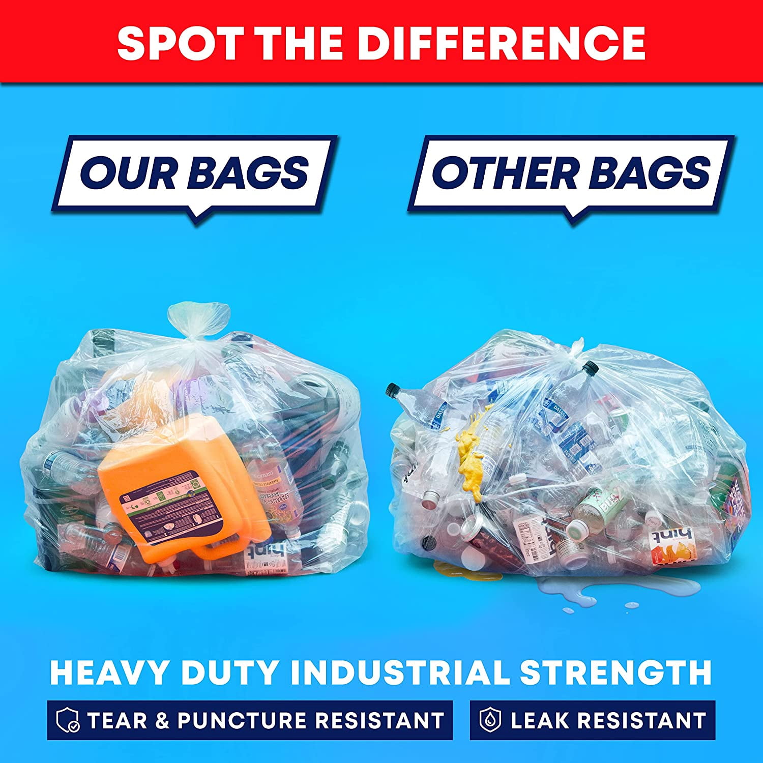 95-100 Gallon Clear Trash Bags Heavy Duty | MegaPack 78 Bags | Extra Large 95-96 Gallon Trash Bags Big Clear Can Liners, Extra Large 90 Gal, 95 Gal, 96 Gal,100 Gallon Heavy Duty Garbage Bags