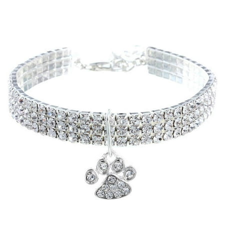 RayMinsino Pet Collar with DMF15 Diamonds  Adjustable Crystal Diamond Elastic Heart Claw Pendant Wedding cat and Dog Small pet Necklace Jewelry