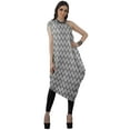 thumbnail image 3 of Moomaya Women's Printed One-Shoulder Cowl Kurti Sleeveless Dress Boho Party Designer Clothing, 3 of 7
