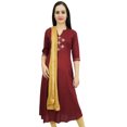thumbnail image 6 of Atasi Women's Maroon A-Line Straight Salwar Suit With Dupatta Casual Dress - 4, 6 of 6