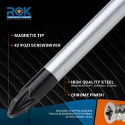 Rok Hardware Pozi #2 Screwdriver, Chrome Shaft with Gripped Handle