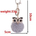 thumbnail image 3 of MAYUJIAA Fuzzy Accessory Faux Fur Owl Bird Key Ring Alloy Keychain with Rhinestones (Grey) SS311-1057, 3 of 3