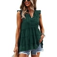 thumbnail image 1 of Hauts pour Femmes Décontractés à Pois Suisses Manches Courtes à Volants Chemise Tunique Ample, 1 of 7