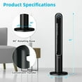 thumbnail image 4 of Spaco 42 Inch 80 Degree Tower Fan with Smart Display Panel and Remote Control-Black, Tower Fan, Oscillating Tower Fan, Quiet Cooling Whole Room Bladeless, 4 of 11