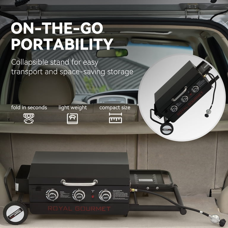 Royal Gourmet PD3001 23" 3-Burner Griddle with Collapsible Stand photo 2