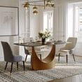 thumbnail image 3 of POVISON 63"Hobart Modern Minimalist Dining Table Set for 4, Black Rectangular Matte Sintered Stone Tabletop, Bronze Carbon Steel Leg (63"Table & 4Chairs), 3 of 15