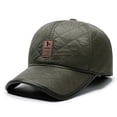 thumbnail image 2 of Voska Winter Men's PU Leather Earflap Hat Thickened Warm Casual Baseball Outdoor Cap Army Green, 2 of 4