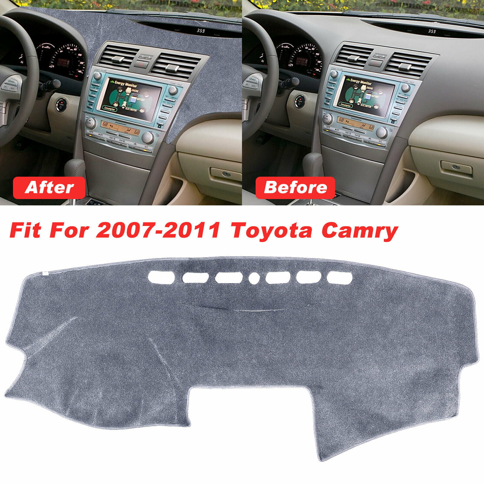 Black Car Dashmat Dashboard Anti-Slip Sun Cover Mat Pad For Toyota Camry 07-11 